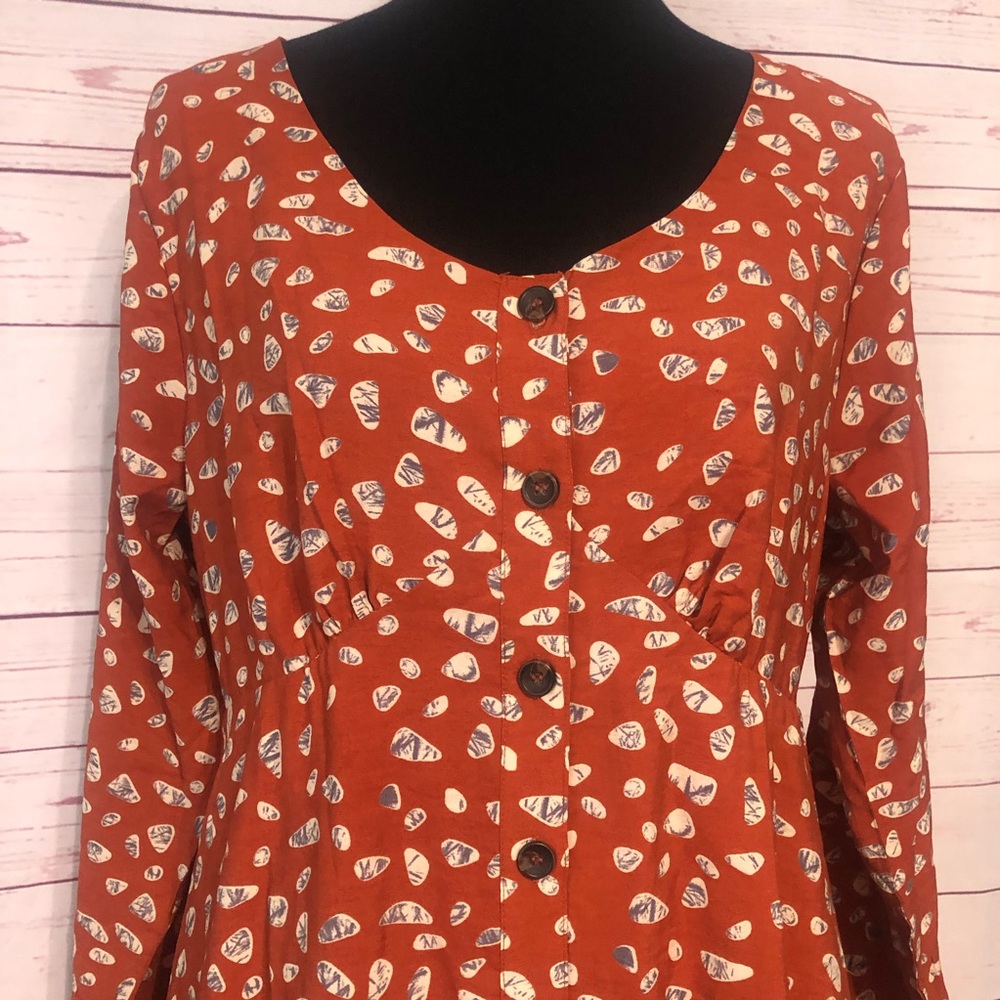 🍁HOST PICK 🍁NWT Kori America Empire Waist Button Down Shift Dress - Picture 6 of 10